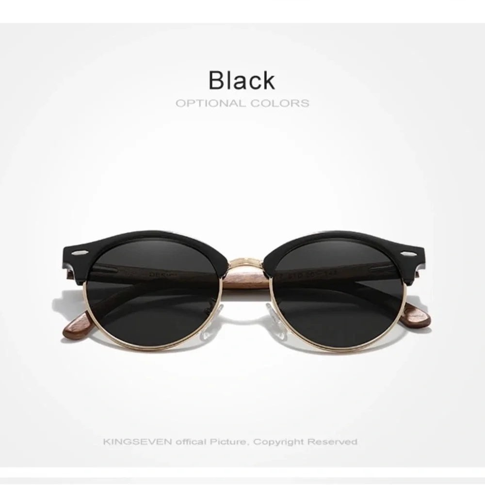 KINGSEVEN Handmade High Quality Black Walnut Sunglasses Polarized UV400 … - Picture 2 of 7